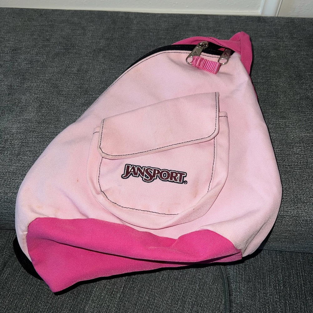 Vintage Y2K Jansport Mini Backpack Crossbody Sling Black Bag Gorpcore Pink 90s